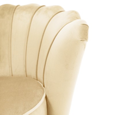Fotoliu în stilul Art-deco, bej ţesătură Velvet/gold crom auriu, NOBLEO