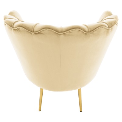 Fotoliu în stilul Art-deco, bej ţesătură Velvet/gold crom auriu, NOBLEO
