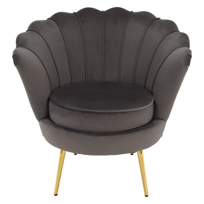 Fotoliu în stilul Art-deco, gri-maro ţesătură Velvet/gold crom auriu, NOBLEO