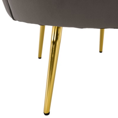 Fotoliu în stilul Art-deco, gri-maro ţesătură Velvet/gold crom auriu, NOBLEO