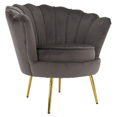 Fotoliu în stilul Art-deco, gri-maro ţesătură Velvet/gold crom auriu, NOBLEO