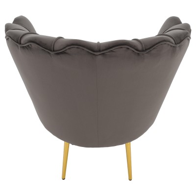 Fotoliu în stilul Art-deco, gri-maro ţesătură Velvet/gold crom auriu, NOBLEO