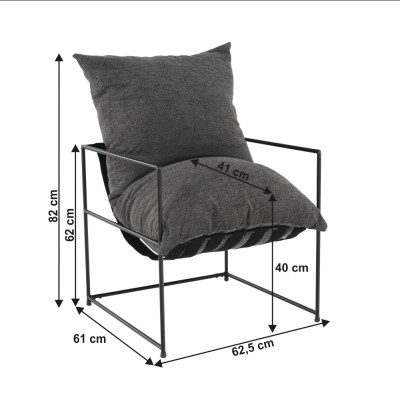 Fotoliu minimalist, gri/ negru, DEKER