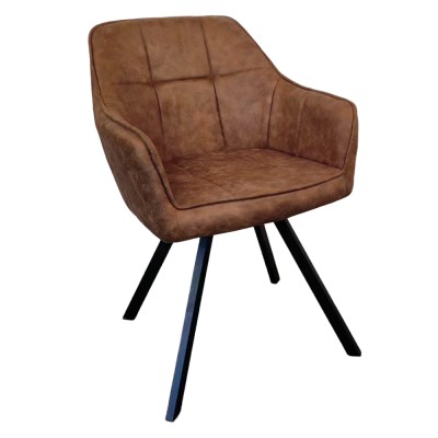 Fotoliu pentru sufragerie pivotant, ţesătură cu efect de piele periată maro închis, SAMANTA