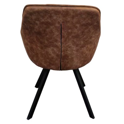 Fotoliu pentru sufragerie pivotant, ţesătură cu efect de piele periată maro închis, SAMANTA