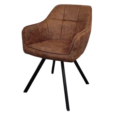 Fotoliu pentru sufragerie pivotant, ţesătură cu efect de piele periată maro închis, SAMANTA