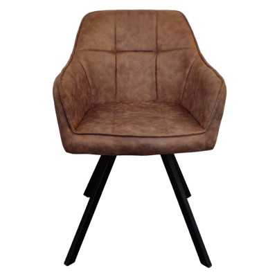 Fotoliu pentru sufragerie pivotant, ţesătură cu efect de piele periată maro închis, SAMANTA