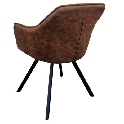 Fotoliu pentru sufragerie pivotant, ţesătură cu efect de piele periată maro închis, SAMANTA