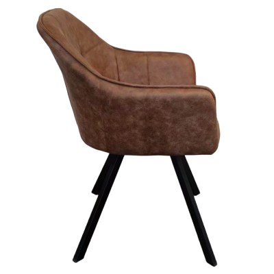 Fotoliu pentru sufragerie pivotant, ţesătură cu efect de piele periată maro închis, SAMANTA