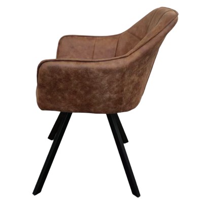 Fotoliu pentru sufragerie pivotant, ţesătură cu efect de piele periată maro închis, SAMANTA