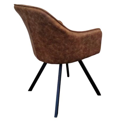 Fotoliu pentru sufragerie pivotant, ţesătură cu efect de piele periată maro închis, SAMANTA