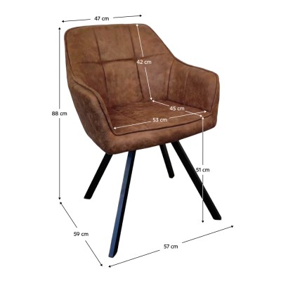 Fotoliu pentru sufragerie pivotant, ţesătură cu efect de piele periată maro închis, SAMANTA