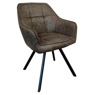 Fotoliu pentru sufragerie pivotant, ţesătură cu efect de piele periată verde, SAMANTA