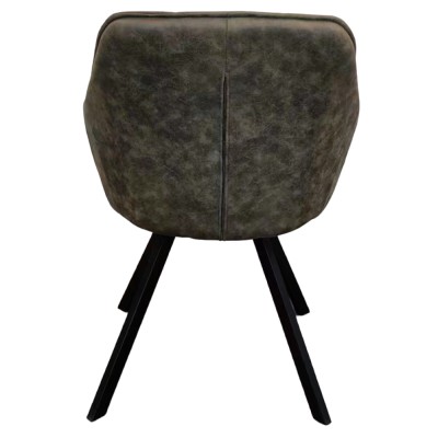 Fotoliu pentru sufragerie pivotant, ţesătură cu efect de piele periată verde, SAMANTA