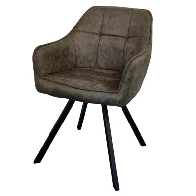 Fotoliu pentru sufragerie pivotant, ţesătură cu efect de piele periată verde, SAMANTA