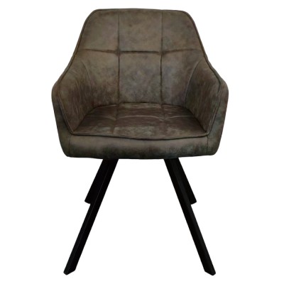 Fotoliu pentru sufragerie pivotant, ţesătură cu efect de piele periată verde, SAMANTA