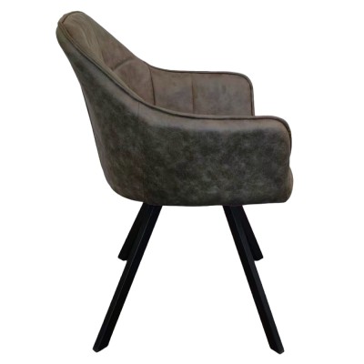 Fotoliu pentru sufragerie pivotant, ţesătură cu efect de piele periată verde, SAMANTA