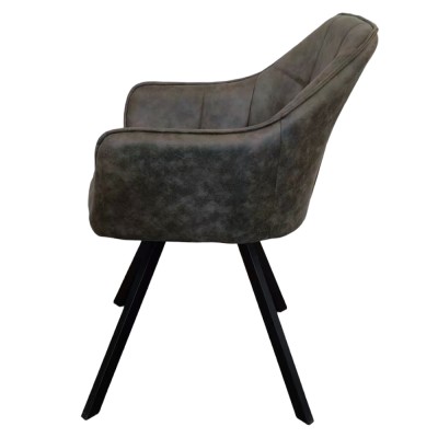 Fotoliu pentru sufragerie pivotant, ţesătură cu efect de piele periată verde, SAMANTA