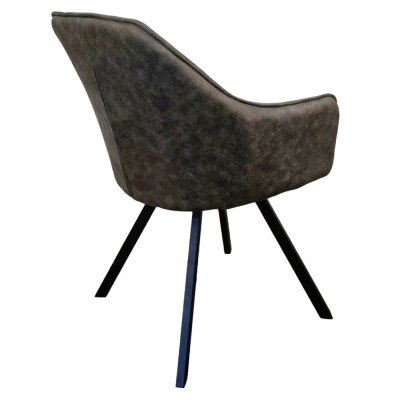 Fotoliu pentru sufragerie pivotant, ţesătură cu efect de piele periată verde, SAMANTA