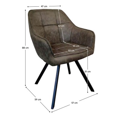 Fotoliu pentru sufragerie pivotant, ţesătură cu efect de piele periată verde, SAMANTA