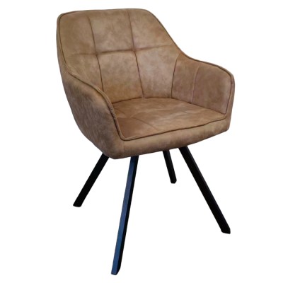 Fotoliu pentru sufragerie pivotant, ţesătură cu efect de piele periatăt gri maro, SAMANTA