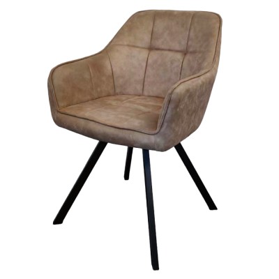 Fotoliu pentru sufragerie pivotant, ţesătură cu efect de piele periatăt gri maro, SAMANTA