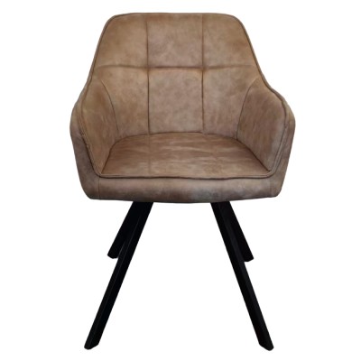 Fotoliu pentru sufragerie pivotant, ţesătură cu efect de piele periatăt gri maro, SAMANTA