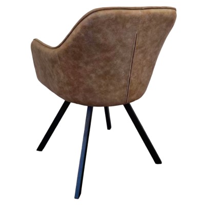 Fotoliu pentru sufragerie pivotant, ţesătură cu efect de piele periatăt gri maro, SAMANTA