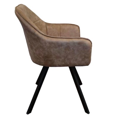 Fotoliu pentru sufragerie pivotant, ţesătură cu efect de piele periatăt gri maro, SAMANTA