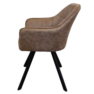 Fotoliu pentru sufragerie pivotant, ţesătură cu efect de piele periatăt gri maro, SAMANTA