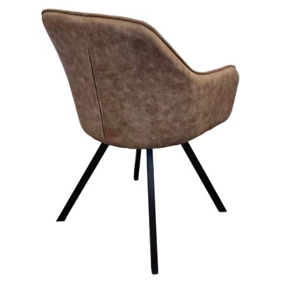 Fotoliu pentru sufragerie pivotant, ţesătură cu efect de piele periatăt gri maro, SAMANTA