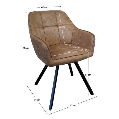 Fotoliu pentru sufragerie pivotant, ţesătură cu efect de piele periatăt gri maro, SAMANTA