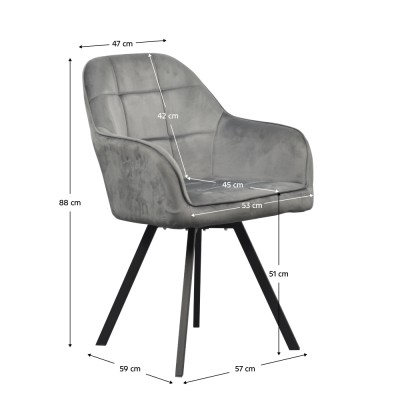 Fotoliu pentru sufragerie pivotant, ţesătură Velvet gri închis, SAMANTA