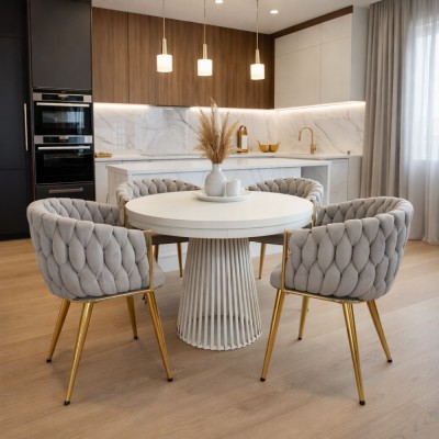 Fotoliu pentru sufragerie, ţesătură gri-maro Taupe Velvet/aur crom auriu, DEILA