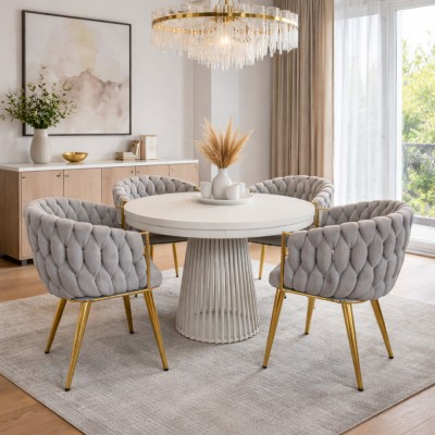 Fotoliu pentru sufragerie, ţesătură gri-maro Taupe Velvet/aur crom auriu, DEILA