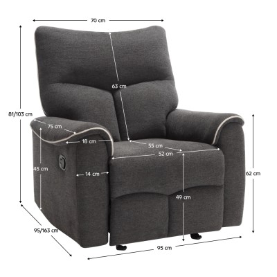 Fotoliu relaxant, gri închis/gri deschis, NADER