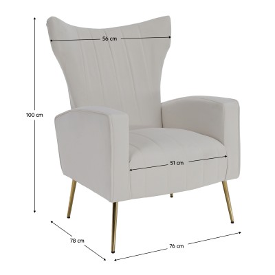 Fotoliu relaxant, ţesătură Velvet bej, BARET