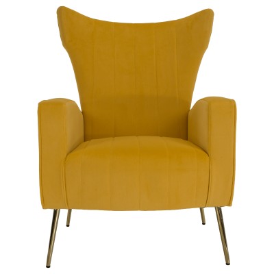 Fotoliu relaxant, ţesătură Velvet galben, BARET