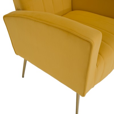 Fotoliu relaxant, ţesătură Velvet galben, BARET