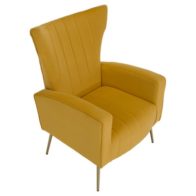 Fotoliu relaxant, ţesătură Velvet galben, BARET