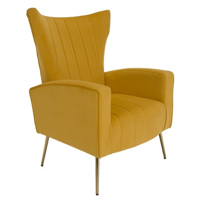Fotoliu relaxant, ţesătură Velvet galben, BARET