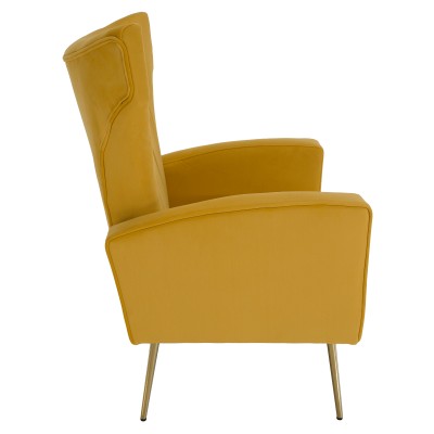 Fotoliu relaxant, ţesătură Velvet galben, BARET