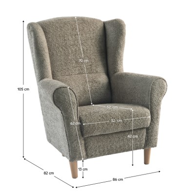 Fotoliu, textil gri-bej Taupe Coral, CHARLOT