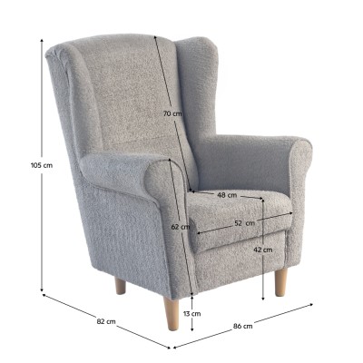 Fotoliu, textil gri Coral, CHARLOT