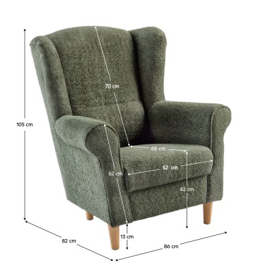 Fotoliu, textil verde Coral, CHARLOT