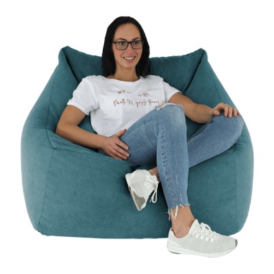 Fotoliu tip sac, material textil verde, URASON