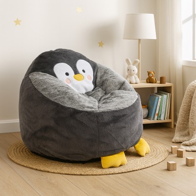 Fotoliu tip sac pinguin, gri, PINGO