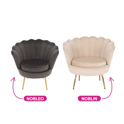 Fotoliu tip scoică, bej/ auriu, JOLIE