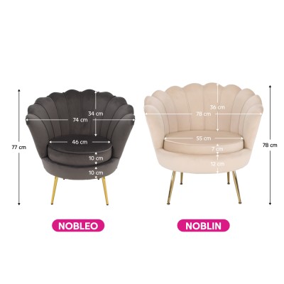 Fotoliu tip scoică, bej/ auriu, JOLIE