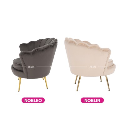 Fotoliu tip scoică, bej/ auriu, JOLIE